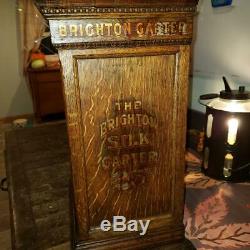 Antique Vintage Brighton Garter wood Cabinet Display 1900s General store