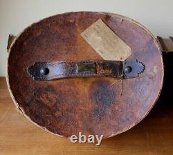 Antique Vintage Brown Leather Top Hat Case Box. Home Decor Storage. Shop Display