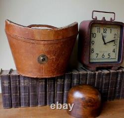 Antique Vintage Brown Leather Top Hat Case Box. Home Decor Storage. Shop Display