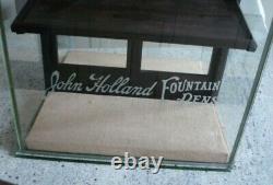 Antique Vintage John Holland Fountain Pen Wood Glass Store Display Case Rare