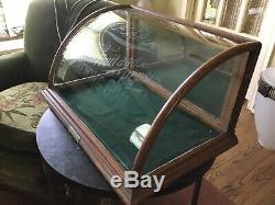 Antique Vtg Curved Glass Counter Store Display Cabinet Priwley Chewing Gum Prop