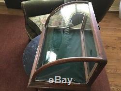 Antique Vtg Curved Glass Counter Store Display Cabinet Priwley Chewing Gum Prop