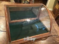 Antique Vtg Curved Glass Counter Store Display Cabinet Priwley Chewing Gum Prop