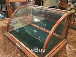 Antique Vtg Curved Glass Counter Store Display Cabinet Priwley Chewing Gum Prop