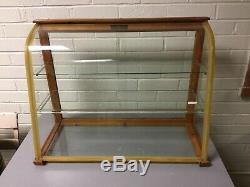 Antique Vtg Curved Glass Counter Top Store Display Case Waddell Co Glass Shelves