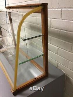 Antique Vtg Curved Glass Counter Top Store Display Case Waddell Co Glass Shelves