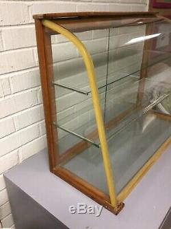 Antique Vtg Curved Glass Counter Top Store Display Case Waddell Co Glass Shelves