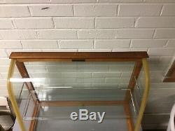 Antique Vtg Curved Glass Counter Top Store Display Case Waddell Co Glass Shelves