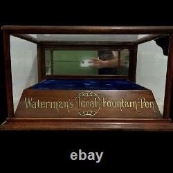 Antique Waterman's Ideal Fountain Pen Countertop Store Display Oak Case VTG