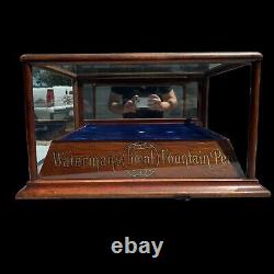 Antique Waterman's Ideal Fountain Pen Countertop Store Display Oak Case VTG