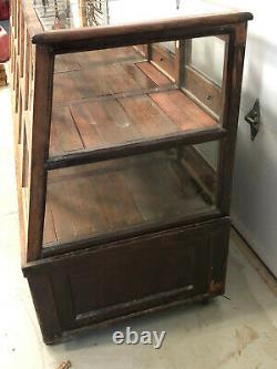 Antique Wood General Drug Store Glass Display Case Cabinet 16 Doors
