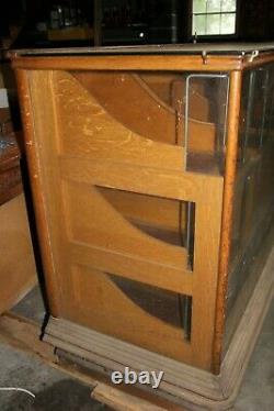 Antique Wood Glass Mercantile Store Showcase Display Cabinet Haberdashery VTG