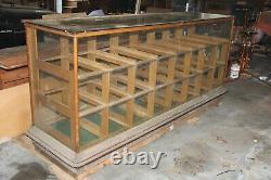 Antique Wood Glass Mercantile Store Showcase Display Cabinet Haberdashery VTG