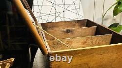 Antique Wood Glass Store Display Cutlery Box Case & Drawer Dovetail VTG Gorgeous