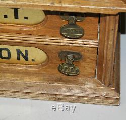 Antique Wooden Country Store Clarks ONT Spool Cotton Thread Oak Cabinet 2 Drawe