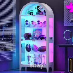 Arched Display Cabinet with RGB Lights, 5-Tiers Curio Cabinets for Collectibles
