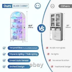 Arched Display Cabinet with RGB Lights, 5-Tiers Curio Cabinets for Collectibles