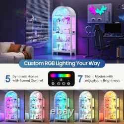 Arched Display Cabinet with RGB Lights, 5-Tiers Curio Cabinets for Collectibles