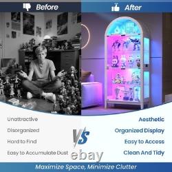 Arched Display Cabinet with RGB Lights, 5-Tiers Curio Cabinets for Collectibles