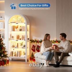 Arched Display Cabinet with RGB Lights, 5-Tiers Curio Cabinets for Collectibles