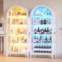 Arched Display Cabinet with RGB Lights, 5-Tiers Curio Cabinets for Collectibles
