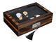 Arolly 10 Slots Wooden Watch Display Case Glass Top Jewelry Collection Storage B