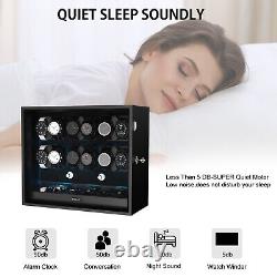 Automatic 12 Watch Winder Display Case With Blue LED Light With 6 Storage Box