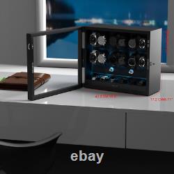 Automatic 12 Watch Winder Display Case with Blue LED Light with 6 Storage Box US