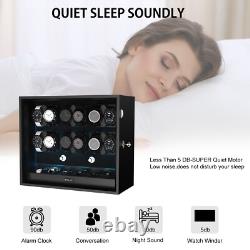 Automatic 12 Watch Winder Display Case with Blue LED Light with 6 Storage Box US