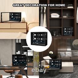 Automatic 12 Watch Winder Display Case with Blue LED Light with 6 Storage Box US