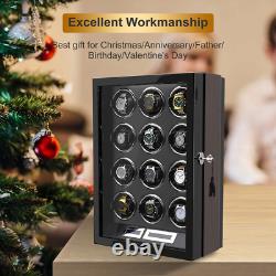 Automatic 12 Watch Winder LCD Touch Display Case Storage LED Remote Control Gift