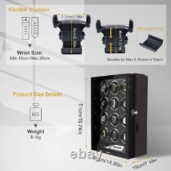 Automatic 12 Watch Winder LCD Touch Display Case Storage LED Remote Control Gift
