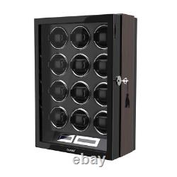 Automatic 12 Watch Winder LCD Touch Display Case Storage LED Remote Control Gift