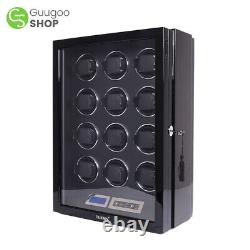 Automatic 12 Watch Winder LCD Touch Screen Display Box Case Storage Organizer US