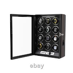 Automatic 12 Watch Winder LCD Touch Screen Display Case Storage Organizer LED