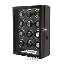 Automatic 12 Watch Winder LCD Touch Screen Display Case Storage Organizer LED