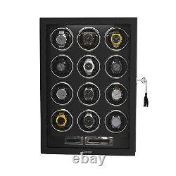Automatic 12 Watch Winder LCD Touch Screen Display Case Storage Organizer LED