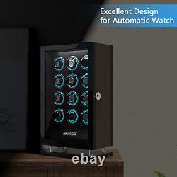 Automatic 12 Watch Winder Storage Display Case Box LCD Touch Screen Display LED