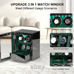 Automatic 2/4/6/8 Watch Winder Box+3/5/6 Display Storage Case Jewelry Drawer LED