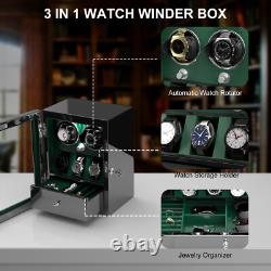 Automatic 2/4/6/8 Watch Winder Box+3/5/6 Display Storage Case Jewelry Drawer LED