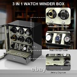 Automatic 2/4/6/8 Watch Winder LED Display Storage Case With 3/5/6 Storage Box