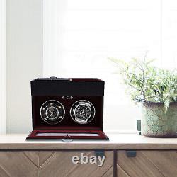 Automatic 2 Watch Winder with Storage Case Silent Motor Watch Display Box WithLED