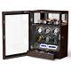 Automatic 6 Watch Winder Box With 4 Watch Storage Cabinet Display Case-brown Oak