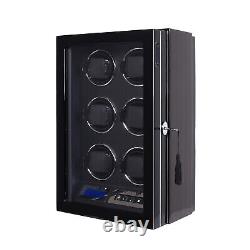 Automatic 6 Watch Winder LED Watch Storage Boxes Case LCD TouchScreen Display US