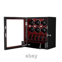 Automatic 6 Watch Winder with 5 Watches Display Case Storage Box LED Patent New
