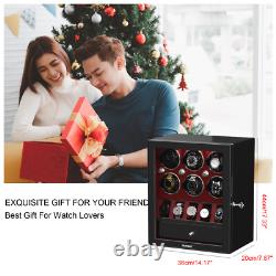 Automatic 6 Watch Winder with 5 Watches Display Case Storage Box LED Patent New