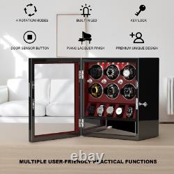 Automatic 6 Watch Winder with 5 Watches Display Case Storage Box LED Patent New