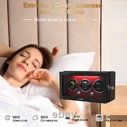 Automatic Rotation 3 Watch Winder Storage Display Case Box Locks Quiet Motor LED
