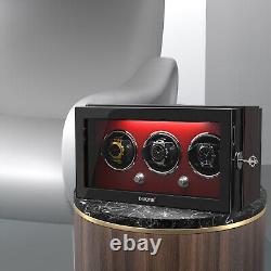 Automatic Rotation 3 Watch Winder Storage Display Case Box Locks Quiet Motor LED