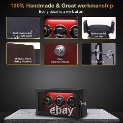 Automatic Rotation 3 Watch Winder Storage Display Case Box Locks Quiet Motor LED